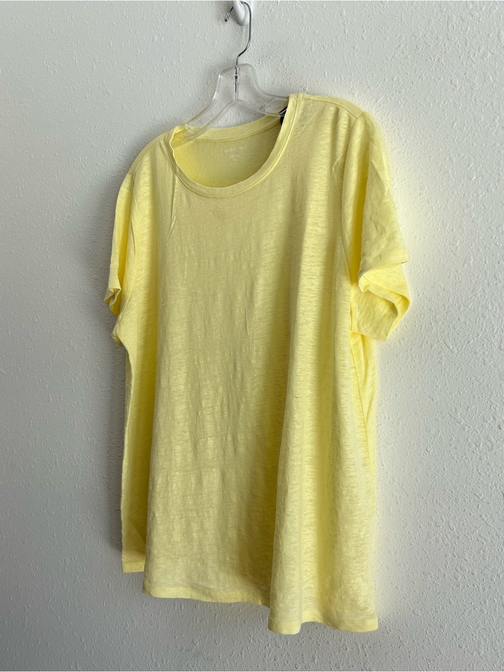 Eileen Fisher Organic Linen Shirt Top T-Shirt Women's Size L Yellow Short Sleeve - Picture 2 of 8
